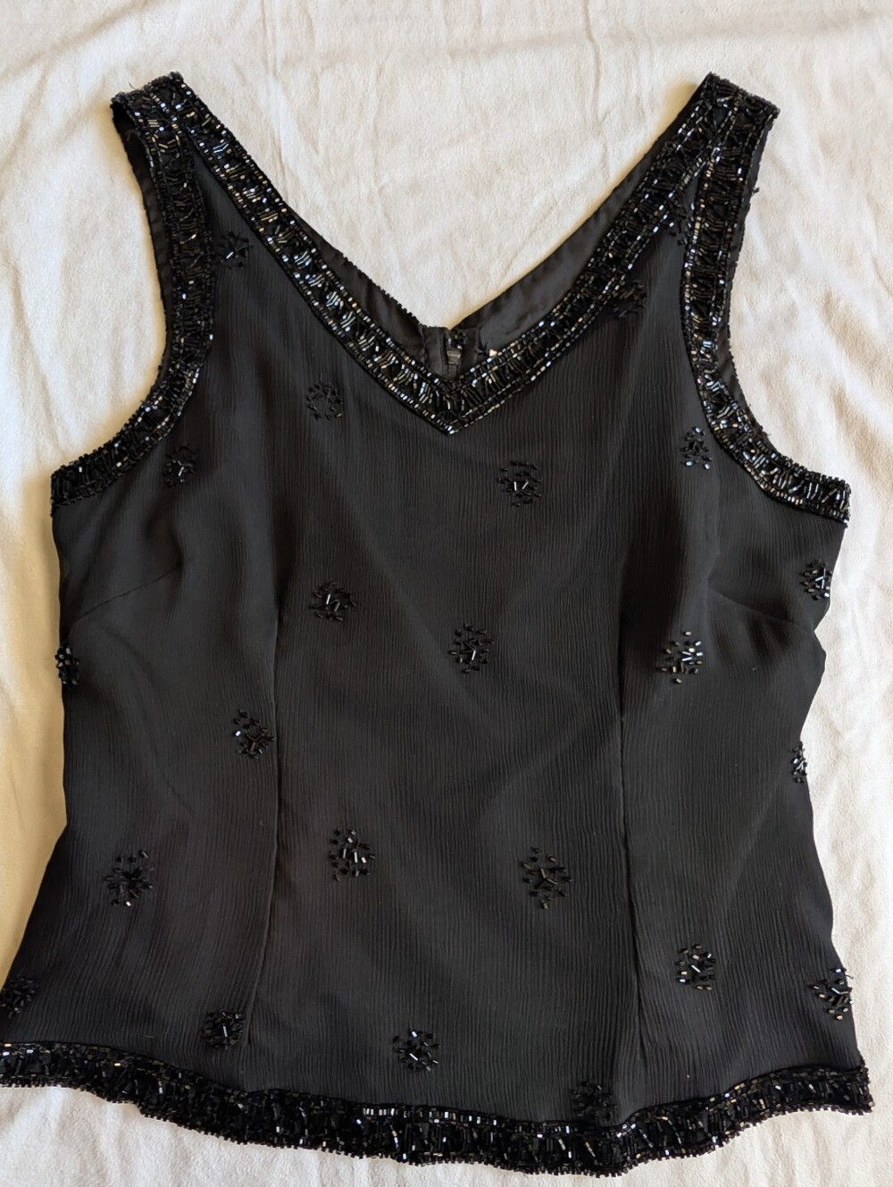 Vintage Jennifer Moore beaded silk tank top size M